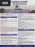 Admission Into Postgraduate Undergraduate and Sub Degree Programmes