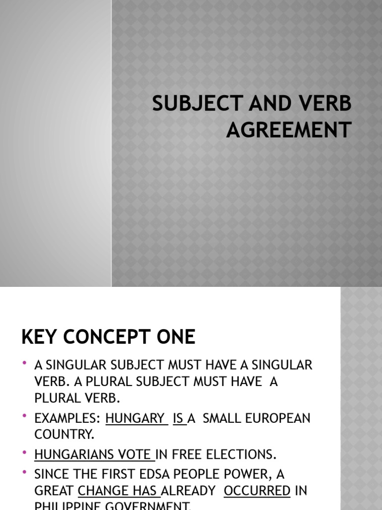 Subject and Verb Agreement | PDF | Grammatical Number | Plural