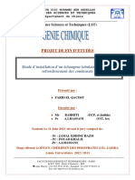 Projet de Fin D'Etudes: Etude D'installation D'un Échangeur Tubulaire Titan Pour Refroidissement Des Condensats