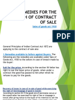 Remedies For The Breach of Contract of Sale