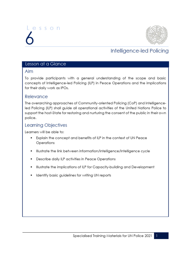 Intelligence-led Policing Training for UN Police | PDF | Military ...