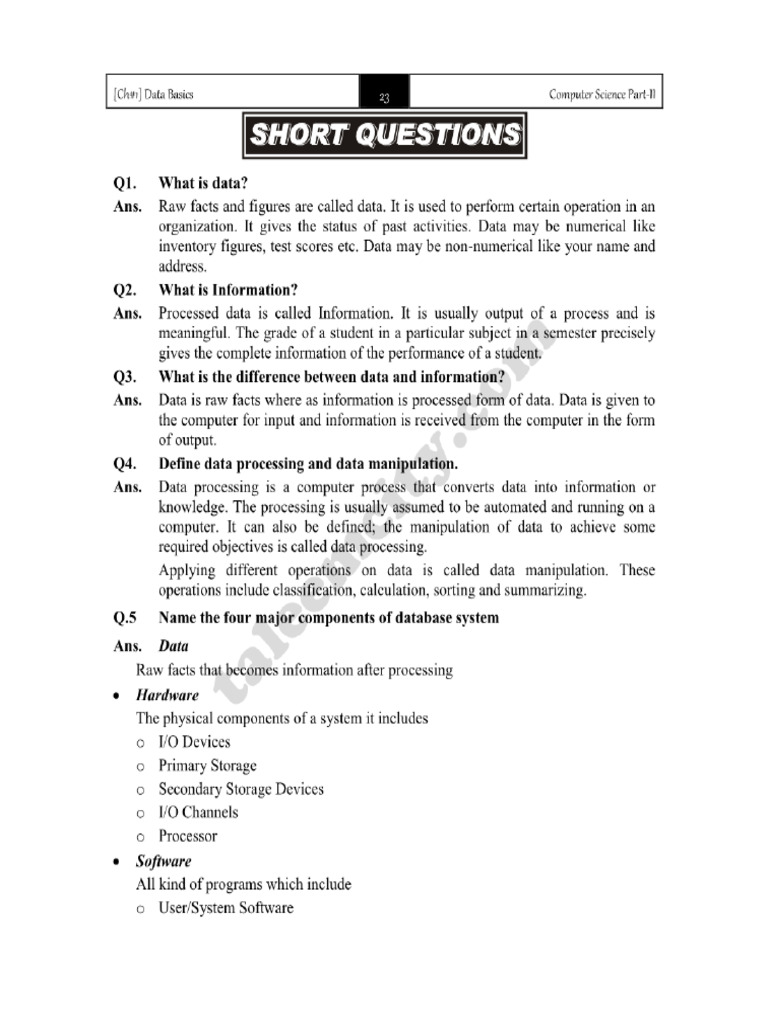 Computer 12 Class Notes Short Pdf Databases Database Index