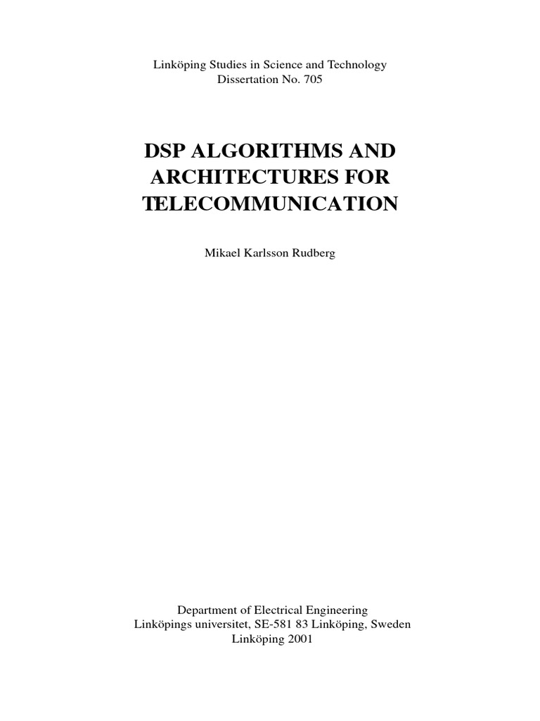 DSP Algorithm Arch., For Tele Comm. | PDF | Data Compression ...