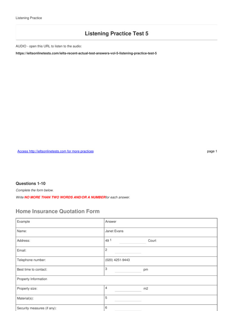 IELTS Listening Practice Test 5 | PDF | Amber | Resin