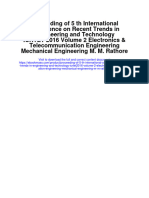 Proceeding of 5 TH International Conference On Recent Trends in Engineering and Technology Icrtet2016 Volume 2 Electronics Telecommunication Engineering Mechanical Engineering M M Rathore All Chapter