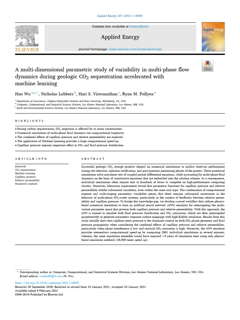 CO2 Sequestration: ML-Enhanced Flow Dynamics | PDF | Machine Learning ...