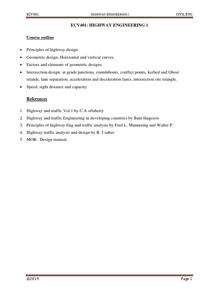Highway Engineering Class Notes Pdf Road Brake