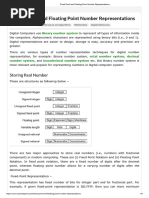 Fixed Point and Floating Point Number Representations