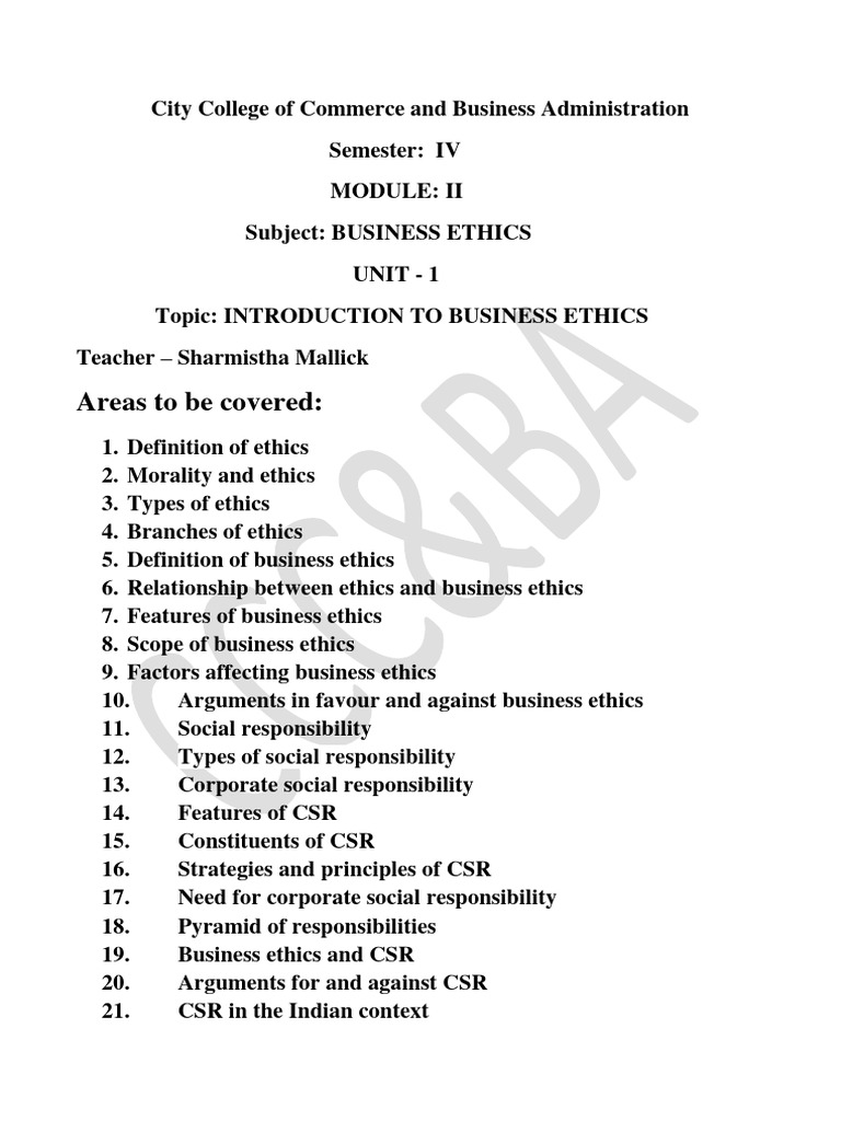 Business Ethics Overview and Importance | PDF | Corporate Social ...