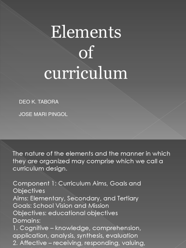 Key Elements of Curriculum Design | PDF | Curriculum | Teaching Method