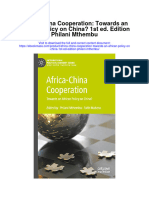 Africa China Cooperation Towards An African Policy On China 1St Ed Edition Philani Mthembu Full Chapter