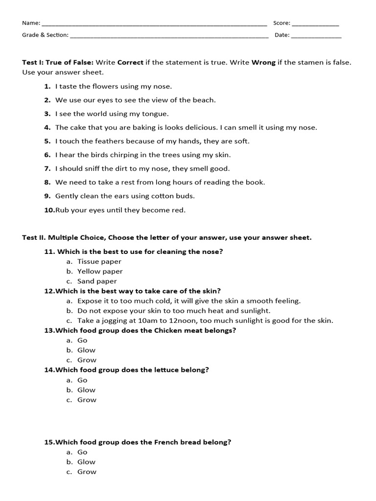 Grade 2 Science 2nd Periodical Test Pdf Snake Elephant