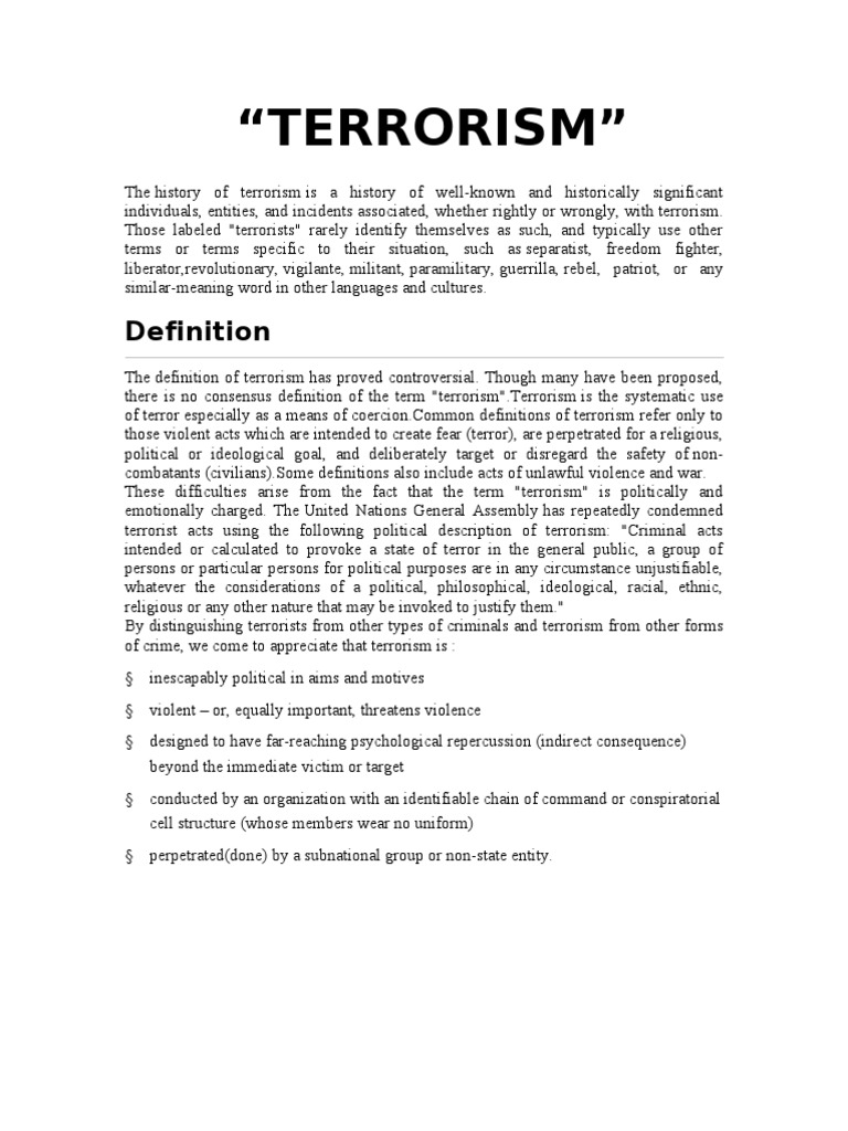 thesis statement on terrorism