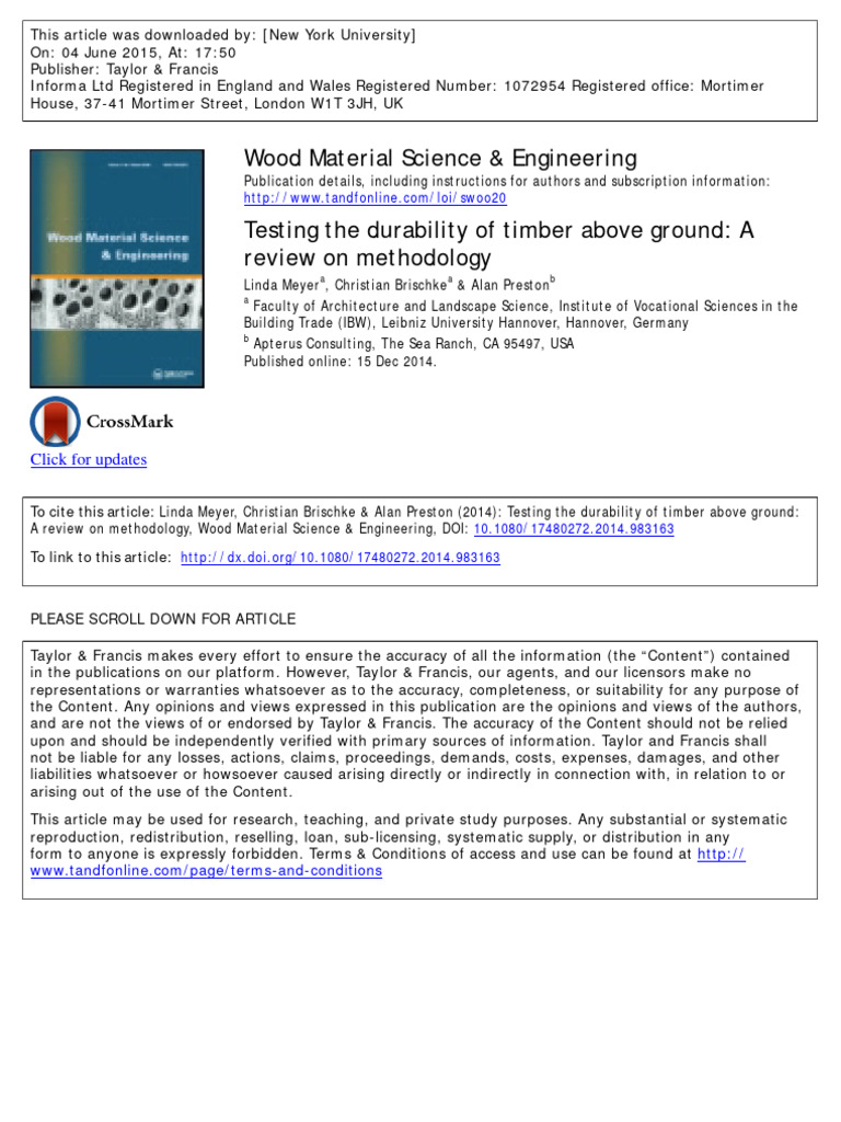 Timber Durability Testing Methodologies | PDF | Wood | Lumber