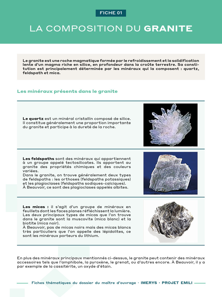 Composition et caractéristiques du granite PDF Granit Minéral — free download