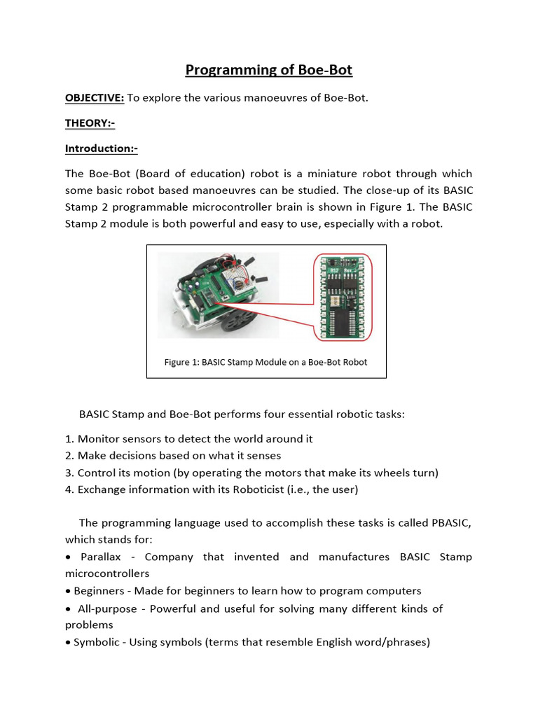 Boe-Bot Programming and Maneuvers Guide | PDF | Servomechanism | Computing