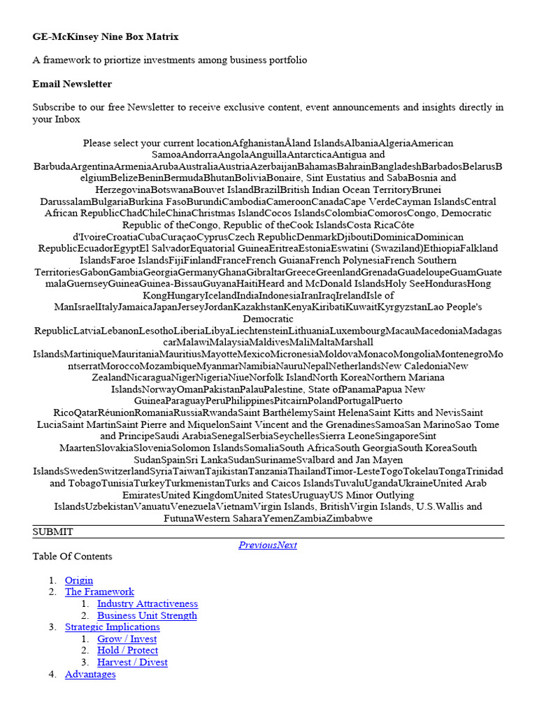 GE-McKinsey Nine Box Matrix Overview | PDF | Mergers And Acquisitions ...