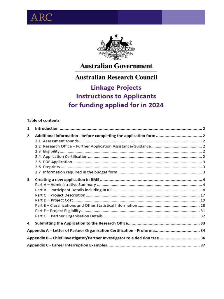 2024 Linkage Projects Guide | PDF | Digital Object Identifier