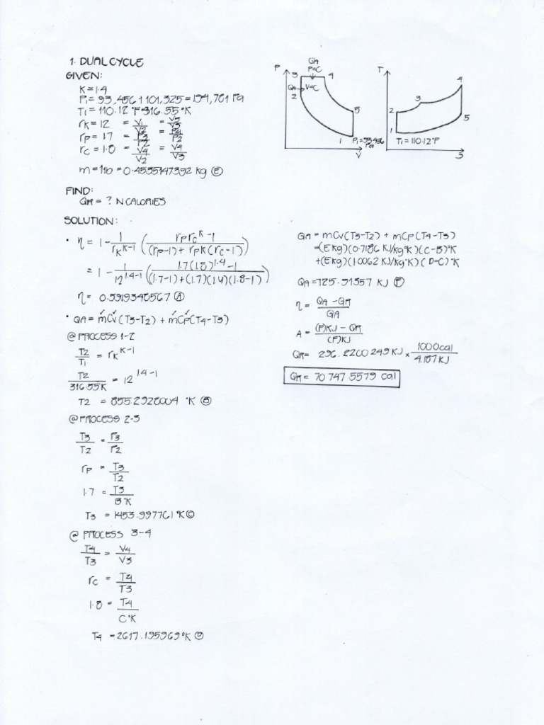 Combustion Engineering - Problem Set Otto, Diesel, Brayton, Dual Cycle ...