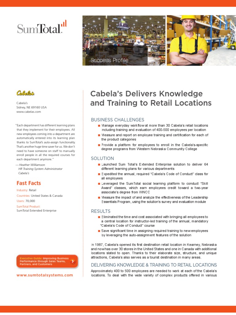 Cabelas Case Study Cabela's Delivers Knowledge and Training To Retail