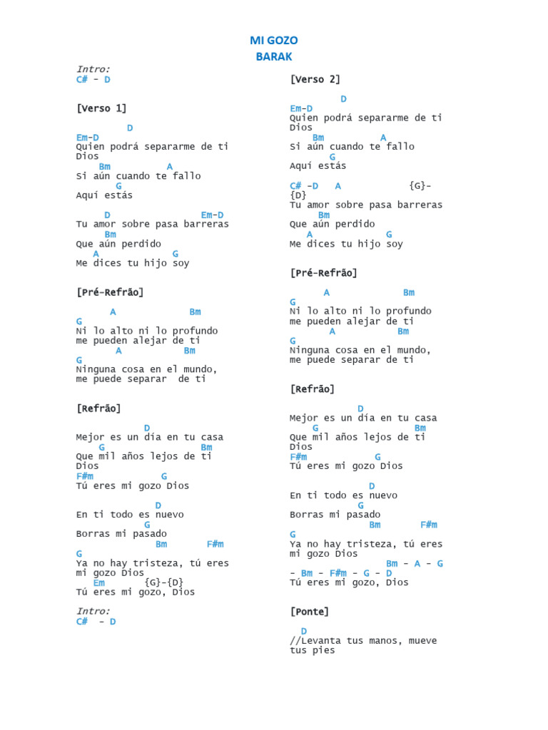 Mi Gozo Barak Acordes Pdf