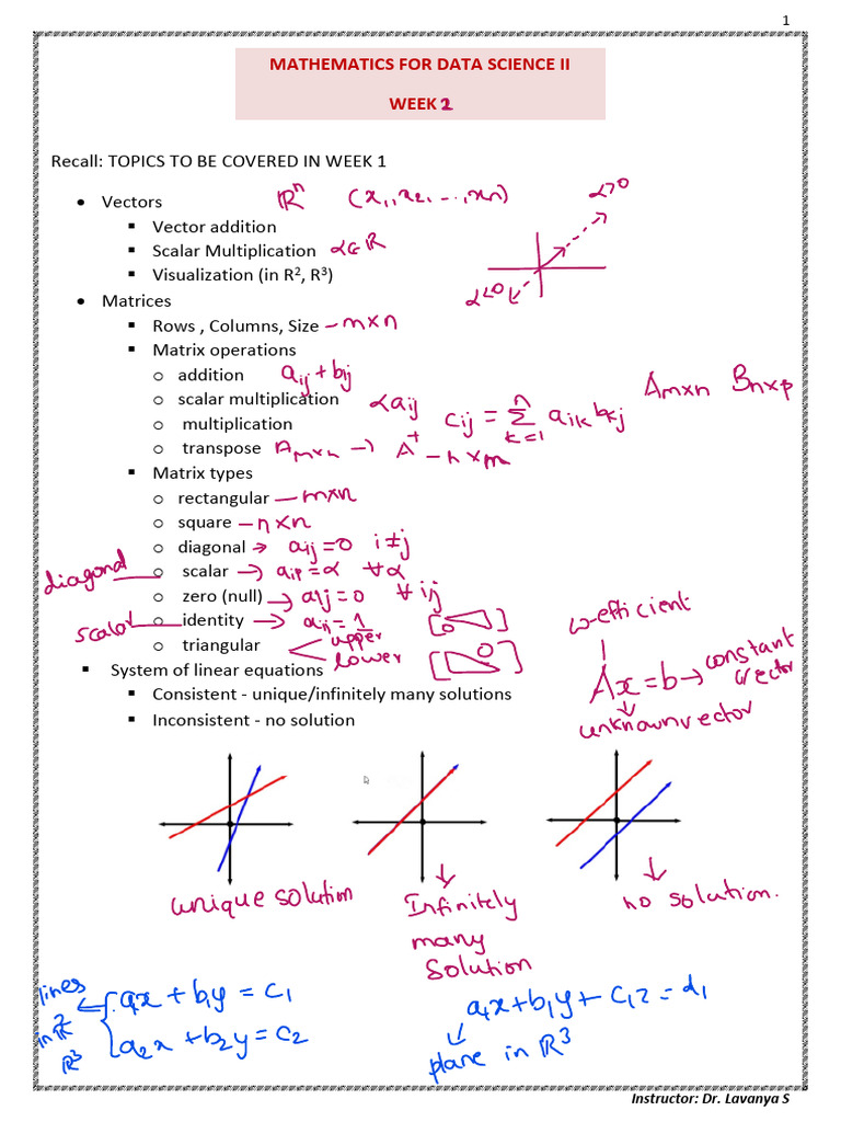 Week-2 Session 1 | PDF | System Of Linear Equations | Matrix (Mathematics)