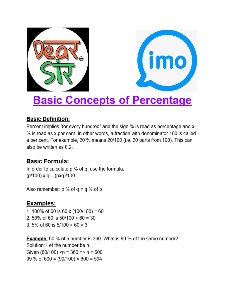 Basic Concepts of Percentage by Dear Sir-Fr.5gvjitm2xxzxw-255655 ...