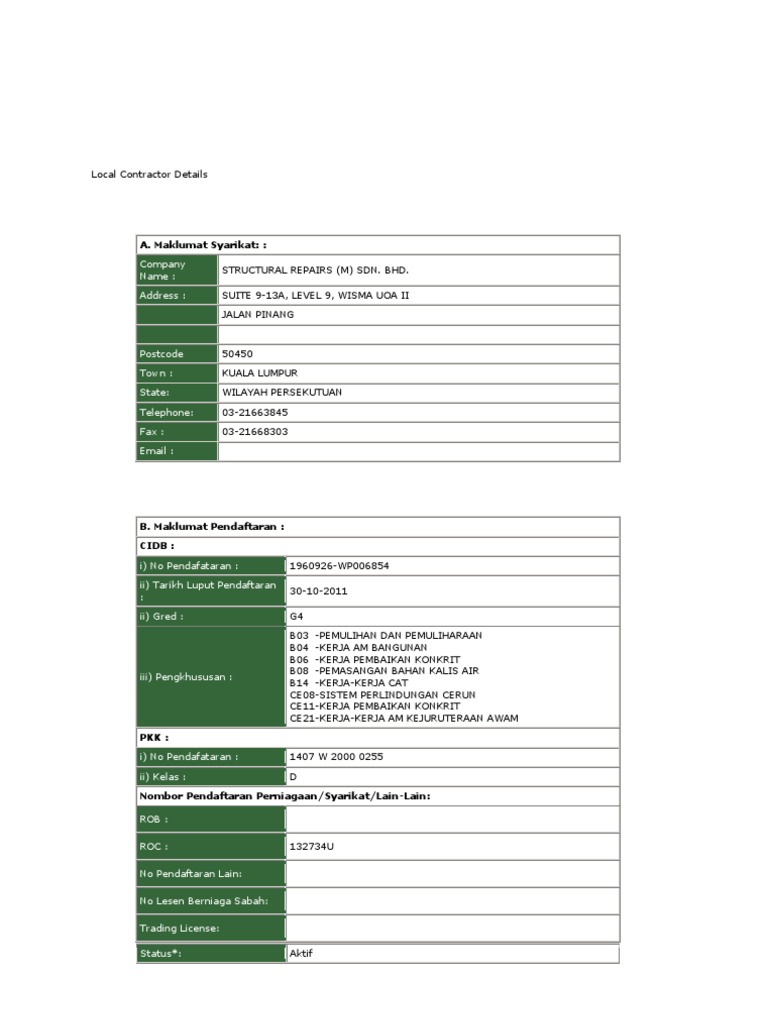 Local Contractor Profile: Structural Repairs | PDF | Science & Mathematics