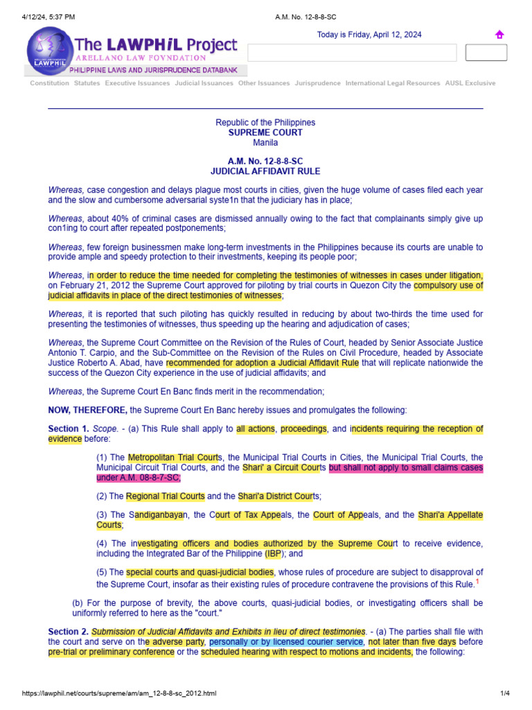 Judicial Affidavit Rule Overview | PDF | Affidavit | Witness