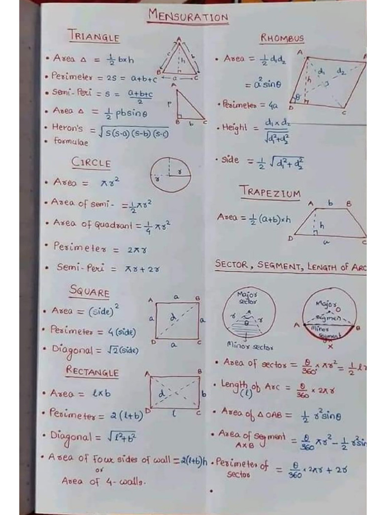 Math Formulas (Hand Notes) | PDF