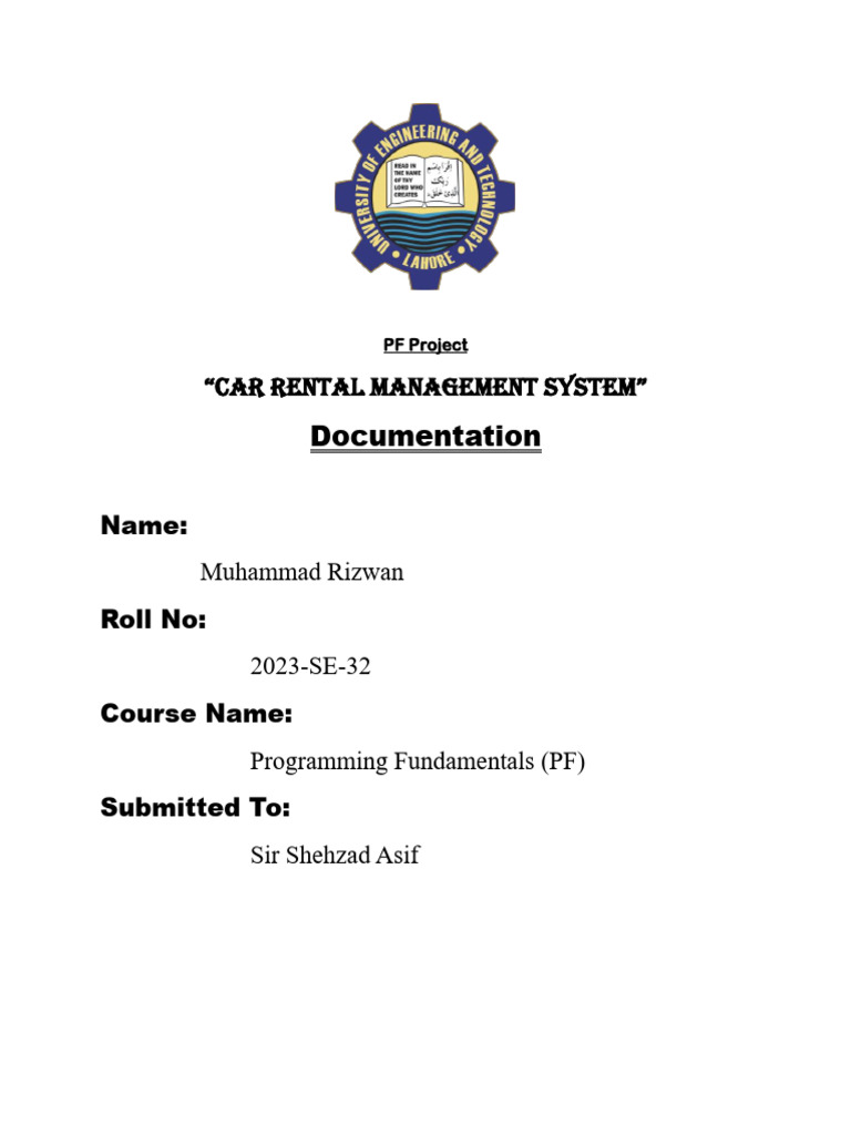 Car Rental Management System Overview | PDF | Databases | User (Computing)