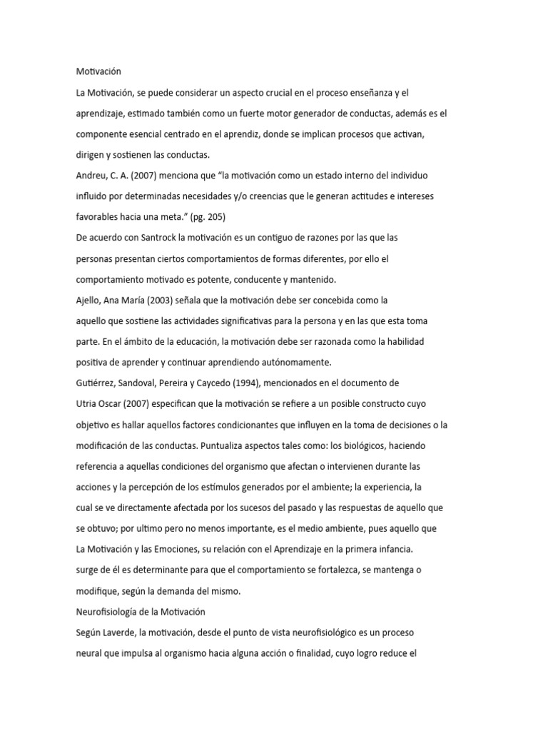 Importancia de la Motivación en el Aprendizaje | PDF | Motivacional ...