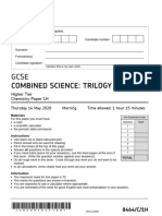 AQA GCSE NOV2020 Combined Science Trilogy Chemistry Paper 1H QP