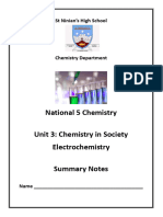 n5 Chemistry Unit 3 Electrochemistry Summary Notes