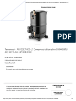 Tecumseh - AG122ET-003-J7 Compresor Alternativo 53.000 BTU AC, R22 3-3 - 4 HP 208 - 230-1 - Peirce-Phelps LLC