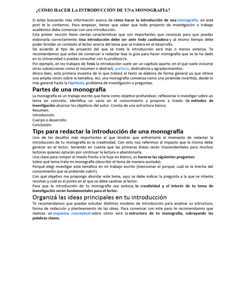 Cómo redactar la introducción de una monografía | PDF | Cognición