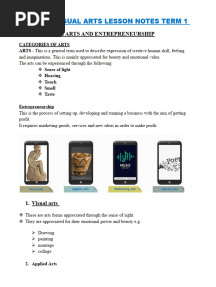 2023 Grade 7 Visual Arts Lesson Notes Term 1