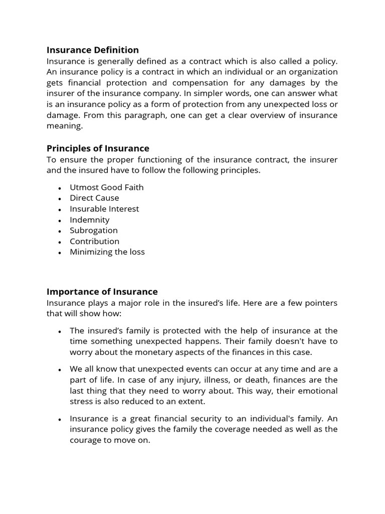 INSURANCE NOTES | PDF | Insurance | Vehicle Insurance