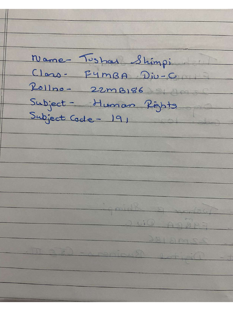 Human Rights Tushar Shimpi Mb22186 Pdf