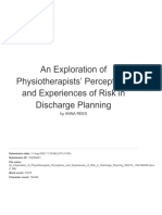 An Exploration of Physiotherapists’ Perceptions and Experiences of Risk in Discharge Planning