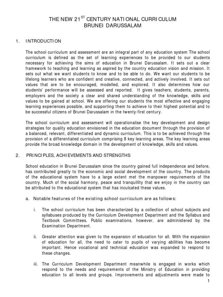 The new 21st century national curriculum brunei darussalam pdf