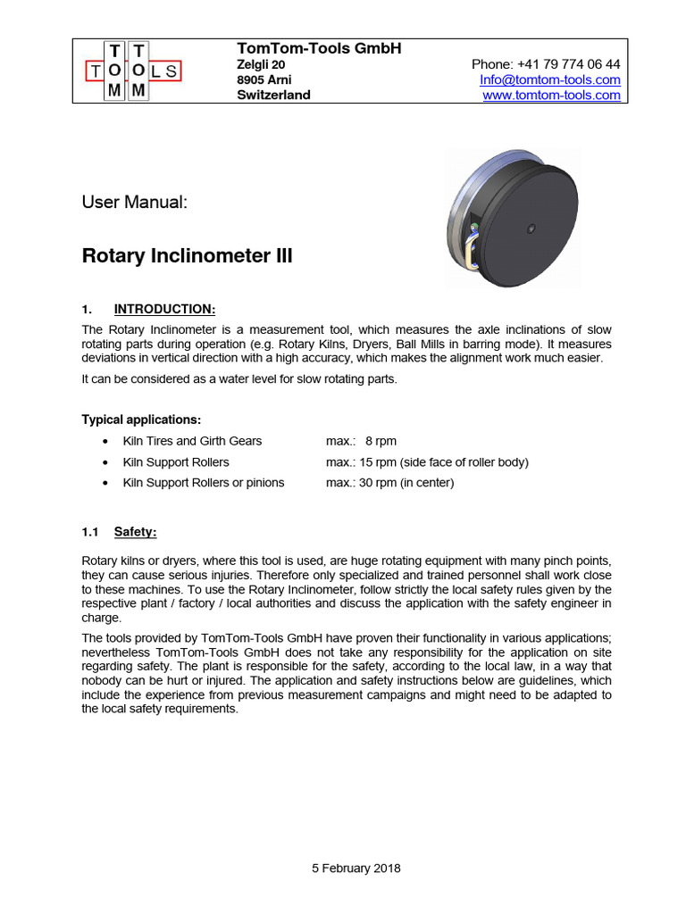 Rotary Inclinometer III User Manual | PDF | Gear | Rotation