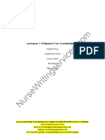 Nurs FPX 4050 Assessment 1 Preliminary Care Coordination Plan