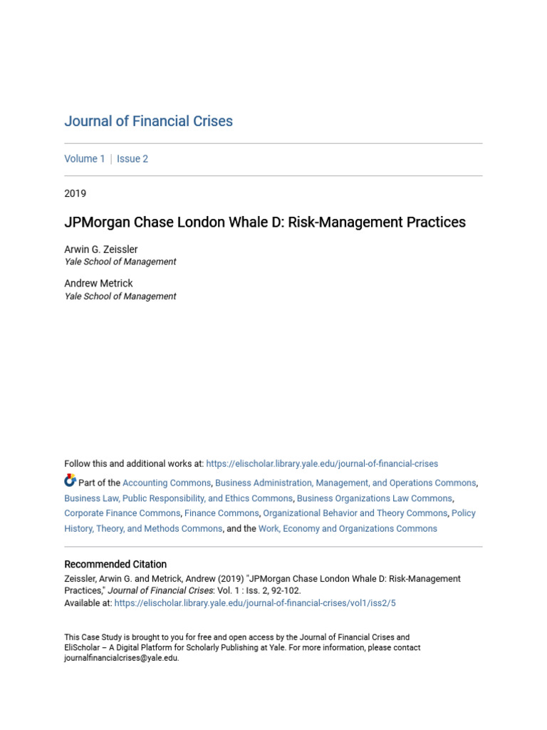 JPMorgan Chase London Whale D | Download Free PDF | Jp Morgan Chase | Banks