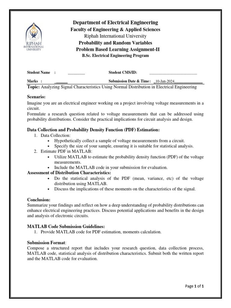 Probability EE PBL-II | PDF