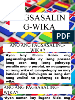 FILIPINO 10 - Pagsasaling - Wika