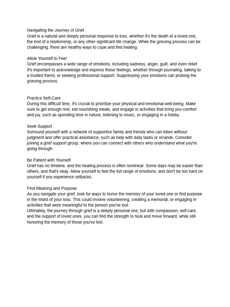 Grief Support and Healing Guide | PDF