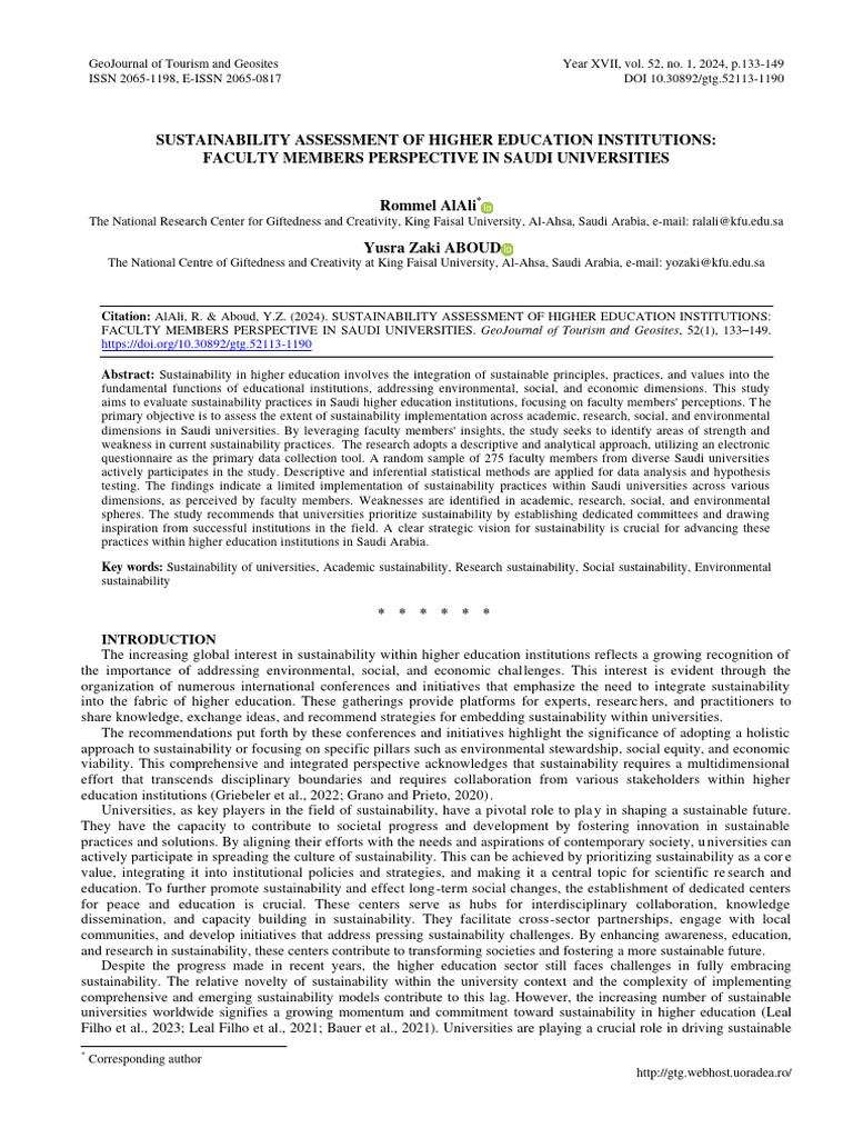 Sustainability in Saudi Higher Education | PDF | Sustainability ...