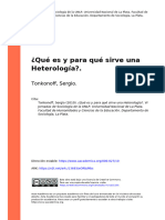 Tonkonoff, Sergio (2010). Qué Es y Para Qué Sirve Una Heterología