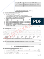 Mathématiques - Lycee Du Nlonako - Evaluation Harmonisée de La 5è Séquence - Session Mai 2019 Cameroun